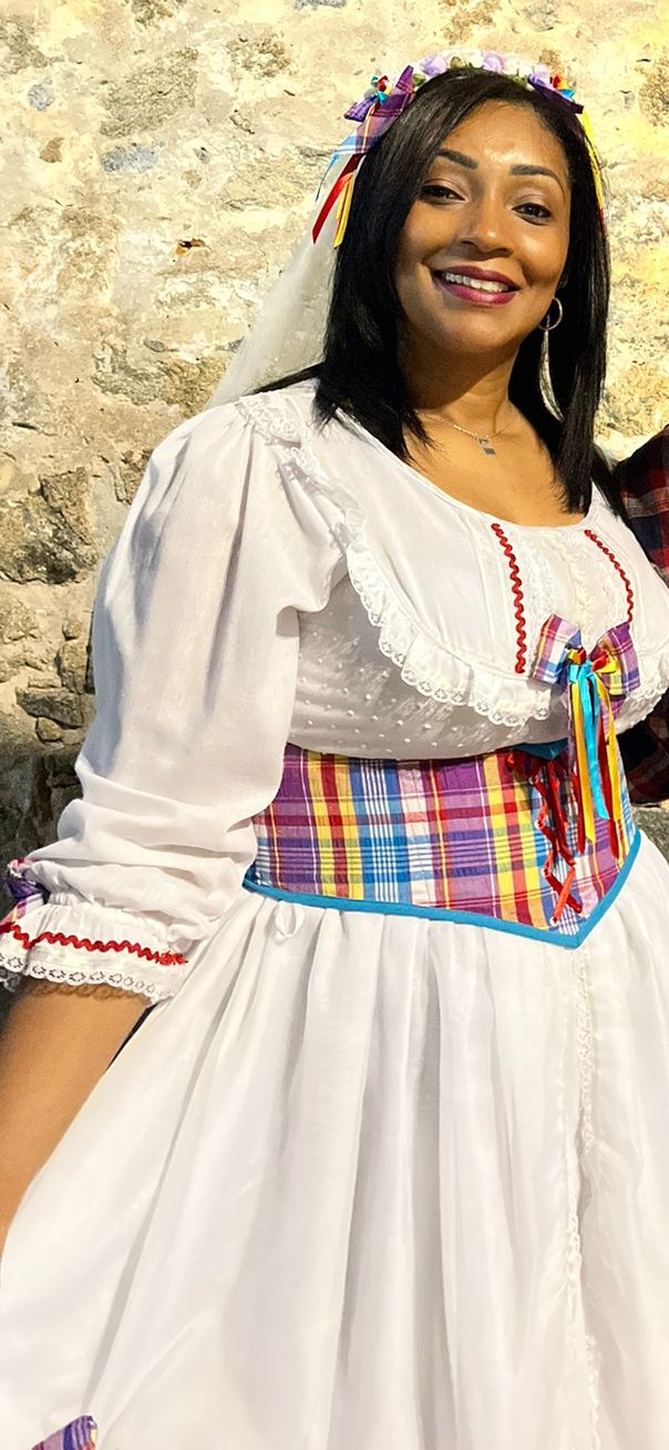 Festa Junina Noiva voal xadrez roxo/amarelo-Client